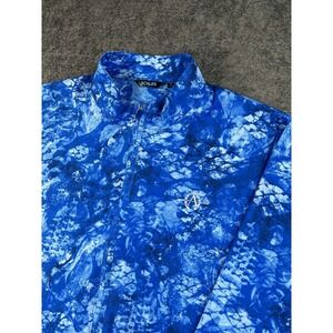 Adios Golf Club Full Zip Jacket Mens XL Scales Blue AOP Performance Stretch